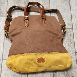 Fossil Brown and Yellow Crossbody Bag